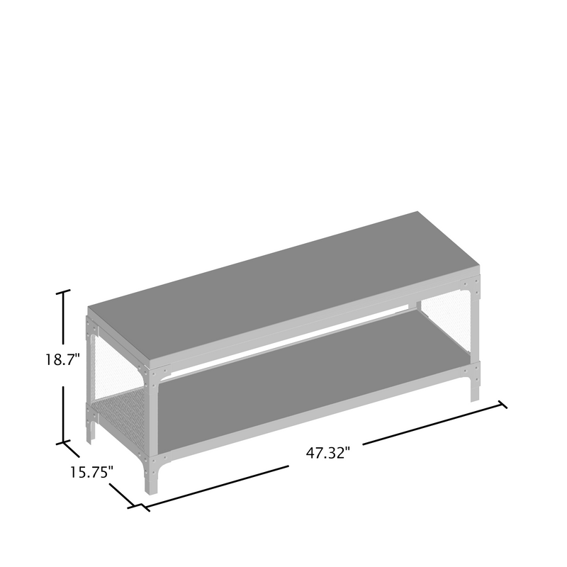 Cantoner Urban Reclaimed Oak & Metal Mesh Shoe Bench with Lower Shelf