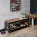 Cantoner Urban Reclaimed Oak & Metal Mesh Shoe Bench with Lower Shelf