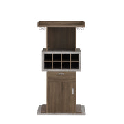 Orville Chestnut Brown Stemware Rack & 8-Bottle Wine Slot Cabinet