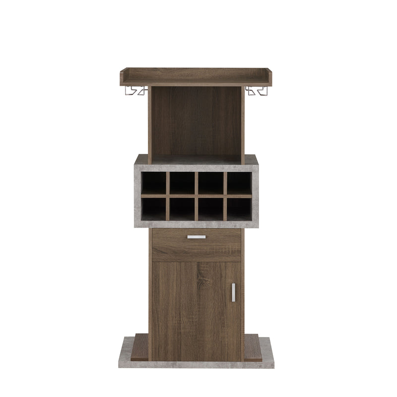 Orville Chestnut Brown Stemware Rack & 8-Bottle Wine Slot Cabinet