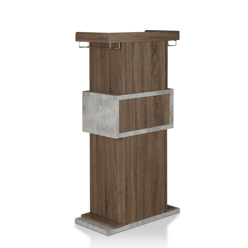 Orville Chestnut Brown Stemware Rack & 8-Bottle Wine Slot Cabinet