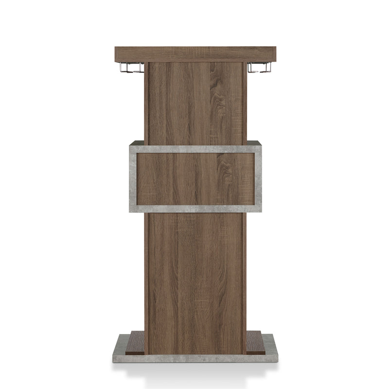 Orville Chestnut Brown Stemware Rack & 8-Bottle Wine Slot Cabinet