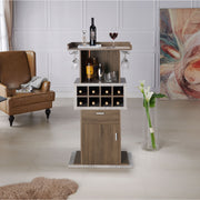 Orville Chestnut Brown Stemware Rack & 8-Bottle Wine Slot Cabinet