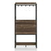 Front-facing back view industrial reclaimed oak baker's rack on a white background
