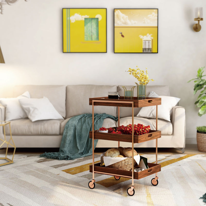 Kliman Industrial Walnut Serving Cart