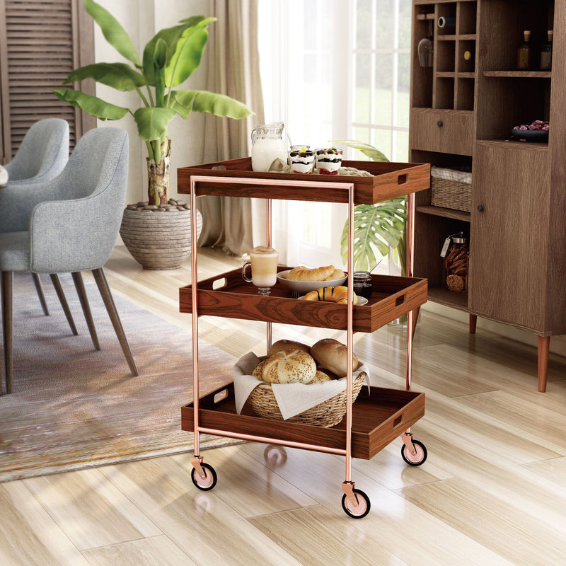 Kliman Industrial Walnut Serving Cart