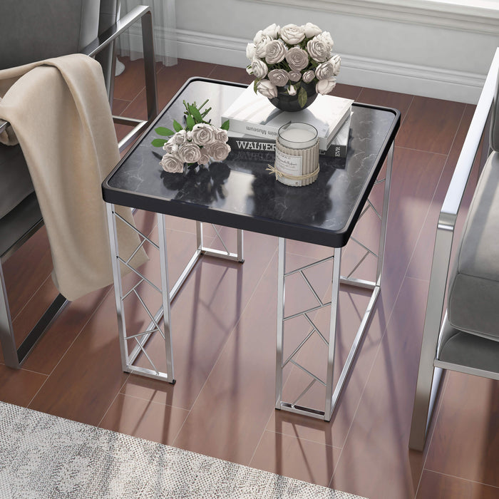 Stefano Modern Black Faux Marble End Table