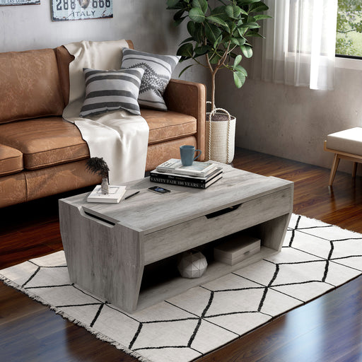 Julieta Modern 39-inch Lift-Top Coffee Table with 16 Colors LED Light and Hidden Storage