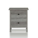 Front-facing transitional vintage gray oak two-drawer nightstand on a white background