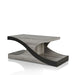 Left angled modern vintage gray oak wave coffee table on a white background