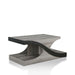Right angled modern vintage gray oak wave coffee table on a white background