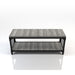 Front-facing urban vintage gray oak one-shelf bench on a white background