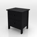 Left angled transitional two-drawer black nightstand on a white background