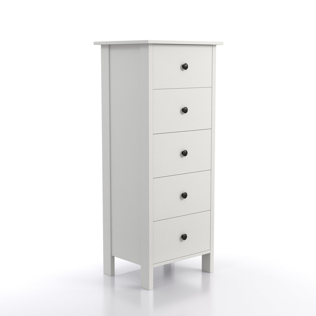 Mahoney Transitional White 5Drawer Tall Dresser — 24/7 Shop At Home