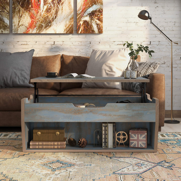Medora Reclaimed Oak Lift-Top Coffee Table with Storage