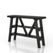 Left angled two shelf console table in a reclaimed black oak finish on a white background