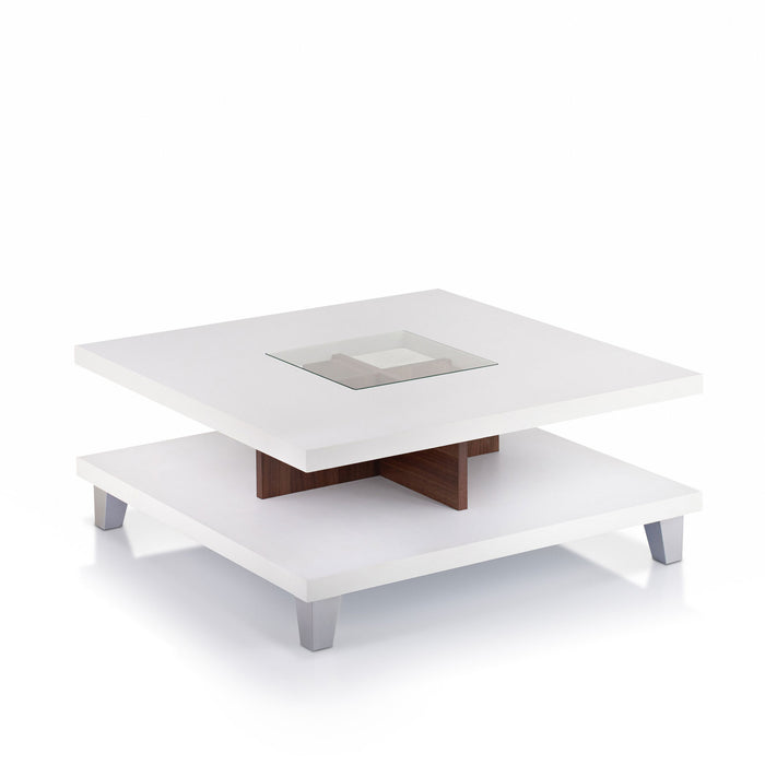 Contemporary Duo-Leveled White Coffee Table