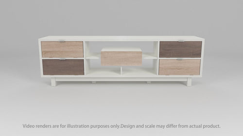 Kareene 4-Drawer Multi Storage Beige and White 7-inch TV Stand