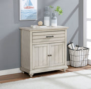 Edith Antique White French Country Plank Style 1-Drawer Hall Cabinet